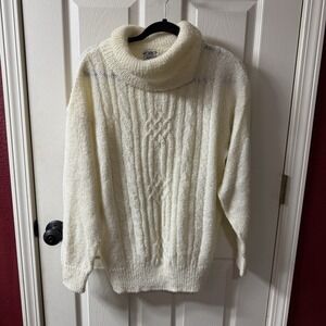 KORET CAREER Cream Cable Knit Turtleneck Sweater Women's Size 44 24W‎